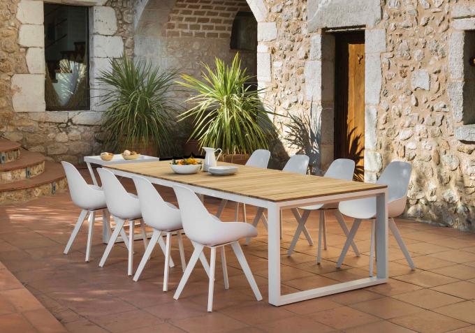 Table de jardin en teck et aluminium haut de gamme - FERMO 240CM