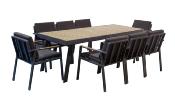 Ensemble repas en aluminium et en teck - NOFFY 8PLACES NOIR