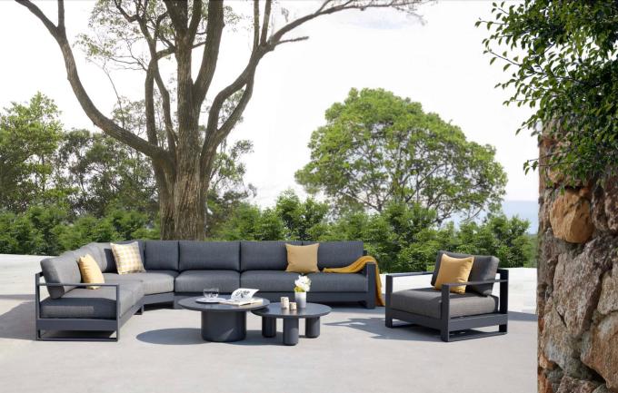 Grand Salon de jardin moderne modulable aluminium haut de gamme - IRIS NOIR