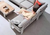 Canapé d'angle extérieur design en aluminium et corde - OLBY 