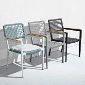 Chaises de jardin en aluminium et corde - CHAMPION GRIS