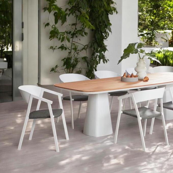 Fauteuil repas de jardin en aluminium blanc (lot de 2) - LARA