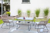 Salon canapé de jardin en résine tressée 4 places - LENA