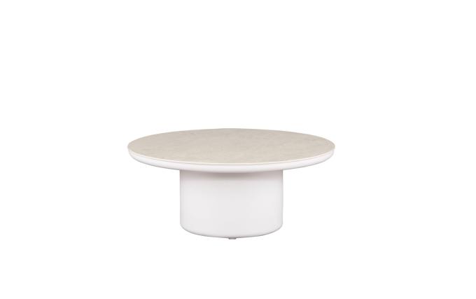 Table basse ronde design haut de gamme en aluminium avec plateau céramique - IRIS