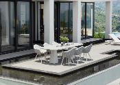 Table repas de jardin haut de gamme en aluminium -  avec plateau en céramique MILO