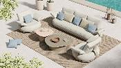 Canapé de jardin modulable luxe design en aluminium 5 places - ELYO 