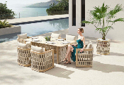 Ensemble repas de jardin luxe en teck et en corde 6 places  - PALMA