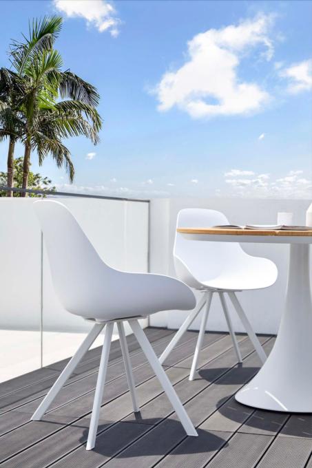 Chaise de jardin en aluminium blanc et polyéthylène blanc - MONDO (lot de 2) 