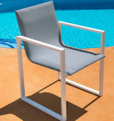 Chaise de jardin design en aluminium - FERMO gris (lot de 2) 