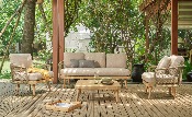 Salon de jardin design en corde tressée et bois d'acacia - FIDJI