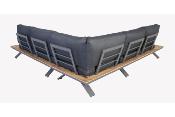 Canapé d'angle d'extérieur en aluminium et en bois d'acacia - ALVY