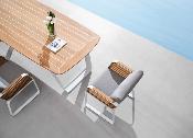 Ensemble repas de jardin aluminium et teck luxe - AILY