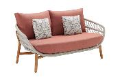 Ensemble canapé de jardin design en bois et en corde 7 places  - ROSE XL