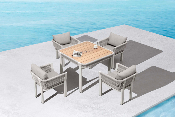 Table et fauteuils repas extrieur en aluminium et corde 4 places- OLBY