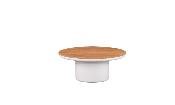 Table basse ronde design haut de gamme en aluminium et en teck - IRIS