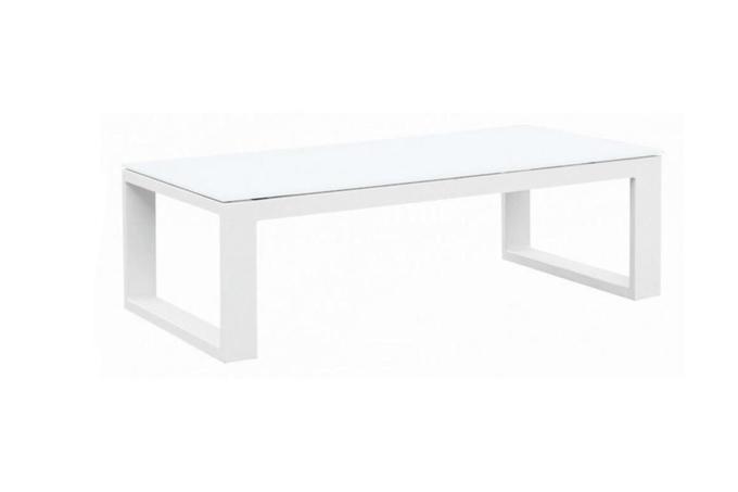 Table basse de jardin blanche plateau en céramique - BELLY