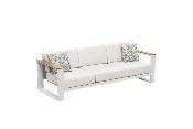 Canapé de jardin haut de gamme en aluminium et en teck - SOFY BLANC