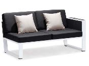 Canapé d'angle en aluminium et en teck - YORK COSY NOIR