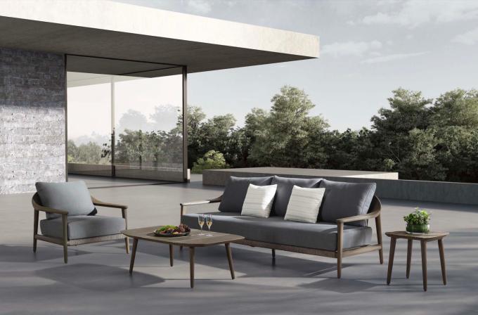 Mobilier de jardin design haut de gamme  en teck massif 5 places  - COME BIS