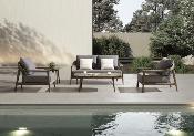 Mobilier de jardin de luxe design en teck massif 4 places  - COME