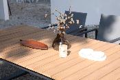 Table de jardin en teck et aluminium haut de gamme - FERMO NOIR 240CM