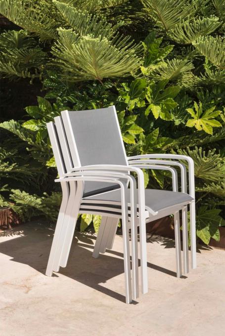 Fauteuil repas empilable en aluminium - NORY PLUS BLANC (lot de 6)
