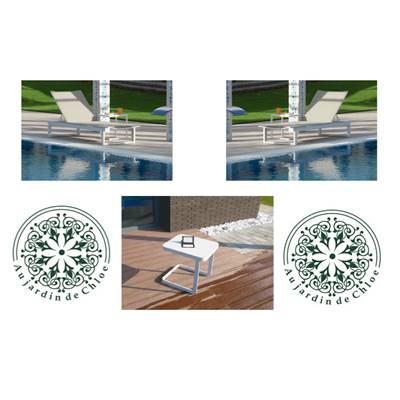 Duo de bains de soleil en aluminium + table basse - FERMO Taupe