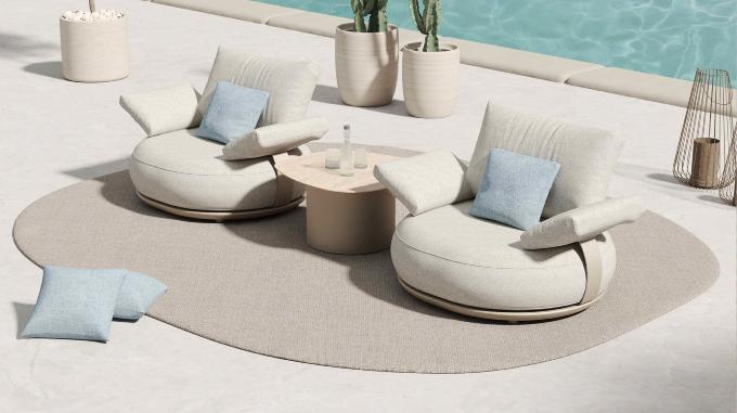 Duo de fauteuil de jardin design en aluminium  - ELYO 