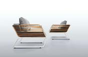 Canapé de jardin d'angle en aluminium et en teck luxe - AILY