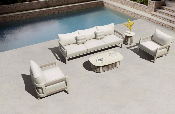 Salon de jardin design en aluminium et corde 5places - MILAN