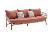 Ensemble canapé de jardin design en bois et en corde 7 places  - ROSE XL