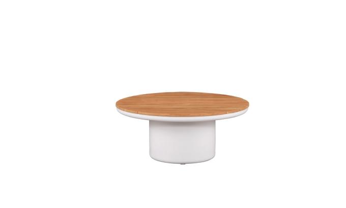 Table basse ronde design haut de gamme en aluminium et en teck - IRIS