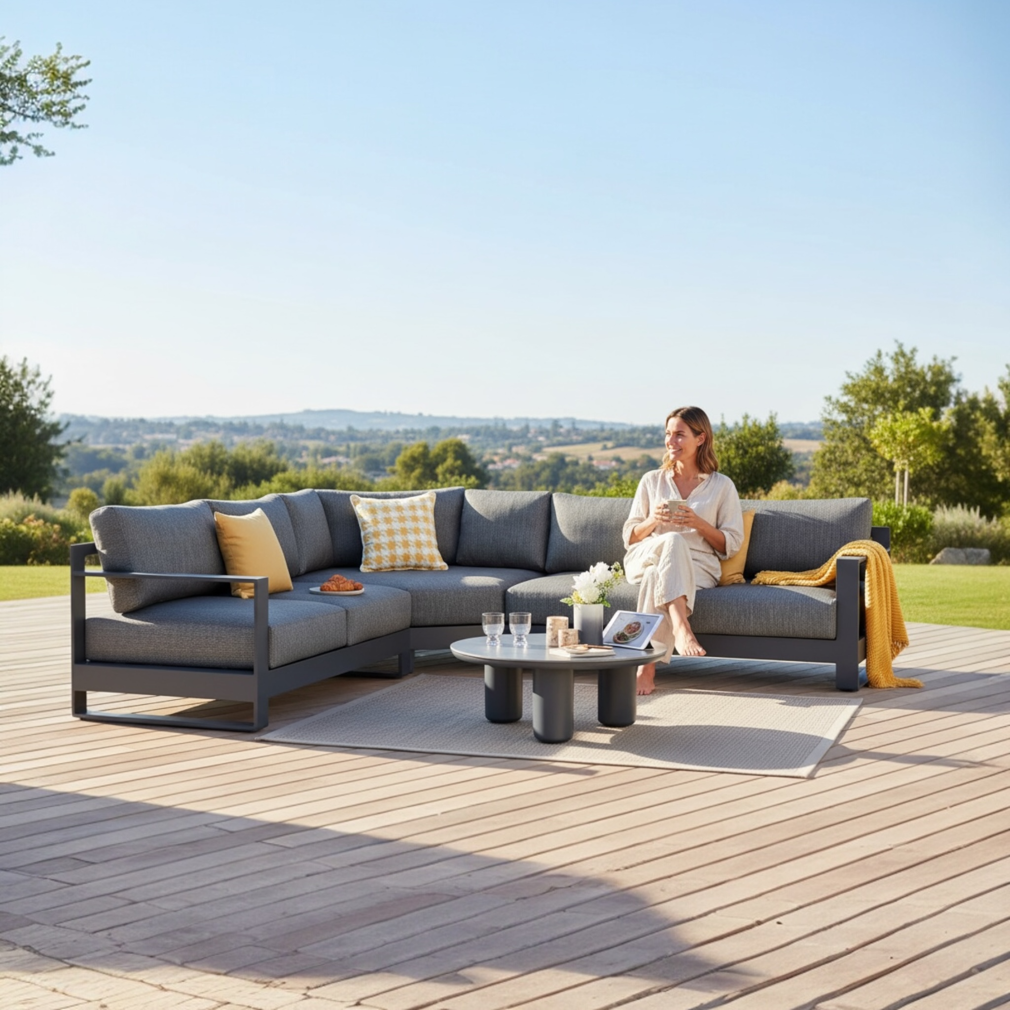 Salon de jardin moderne modulable aluminium haut de gamme - IRIS MINI