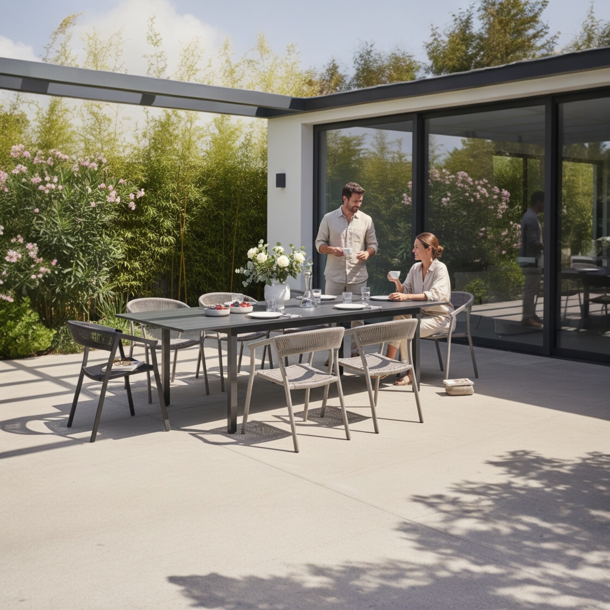 Table extensible en aluminium noir - LOU