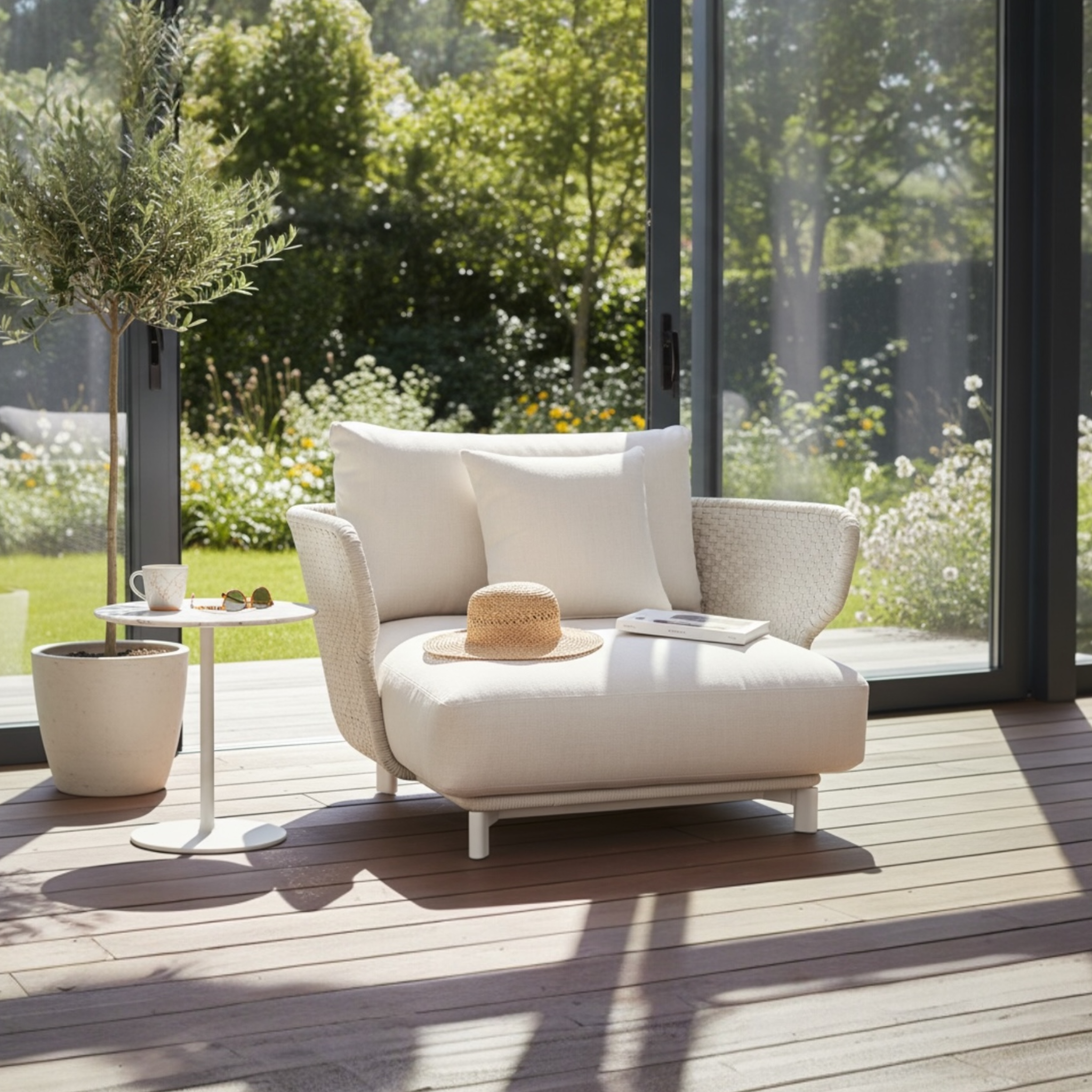 Fauteuil de jardin en aluminium et corde tressée - CHARLY