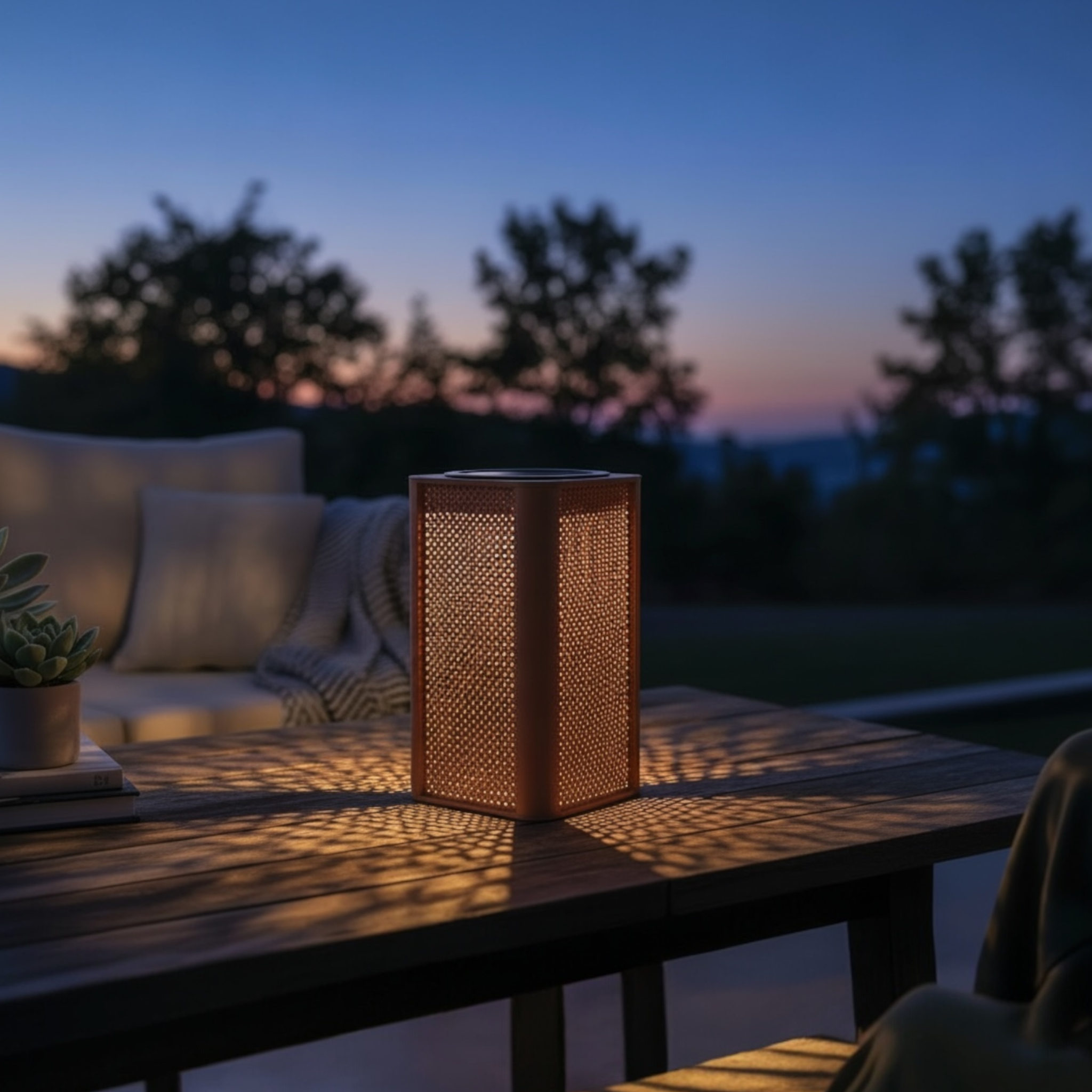 Lampe solaire d'extérieur aluminium rouge - ARLO CUBE