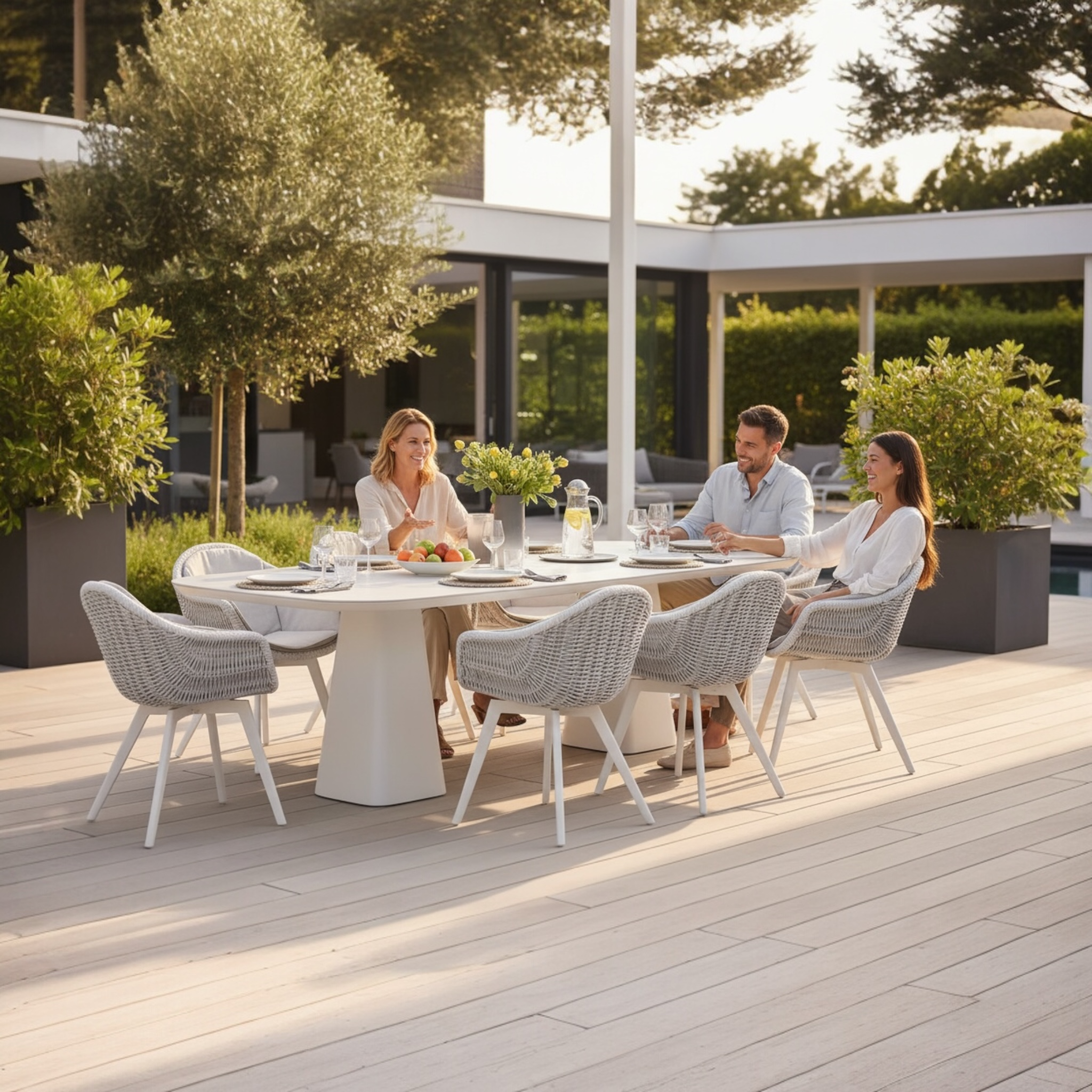 Table repas de jardin haut de gamme en aluminium -  avec plateau en céramique MILO