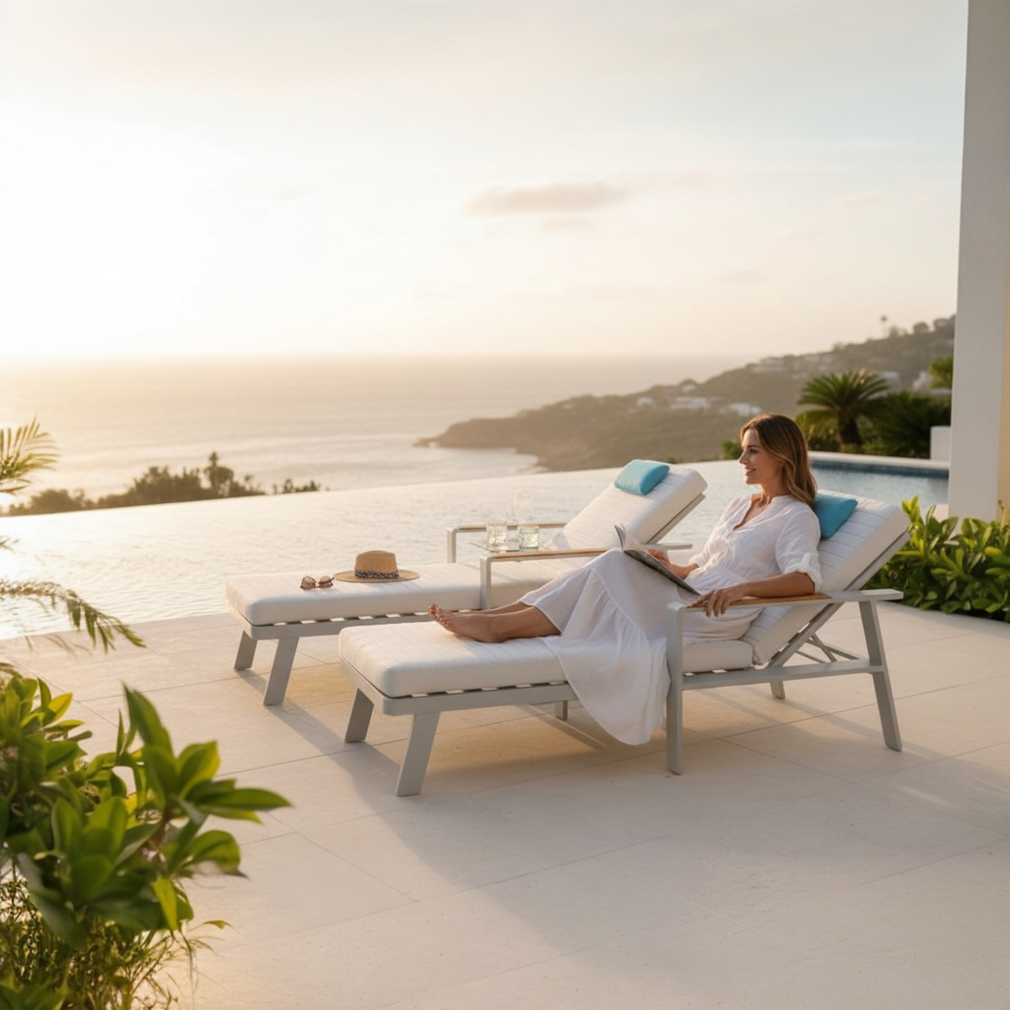 Duo de bains de soleil aluminium - NOFFY Beige