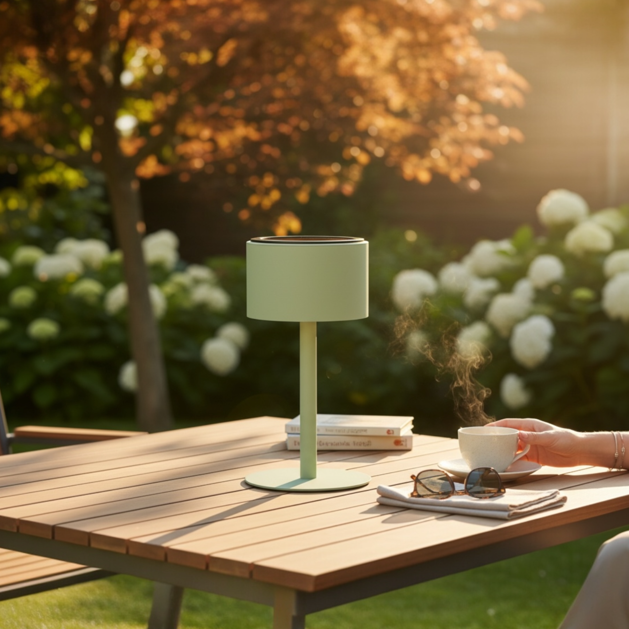 Lampe solaire d'extérieur aluminium vert - ARLO ROUND VERT