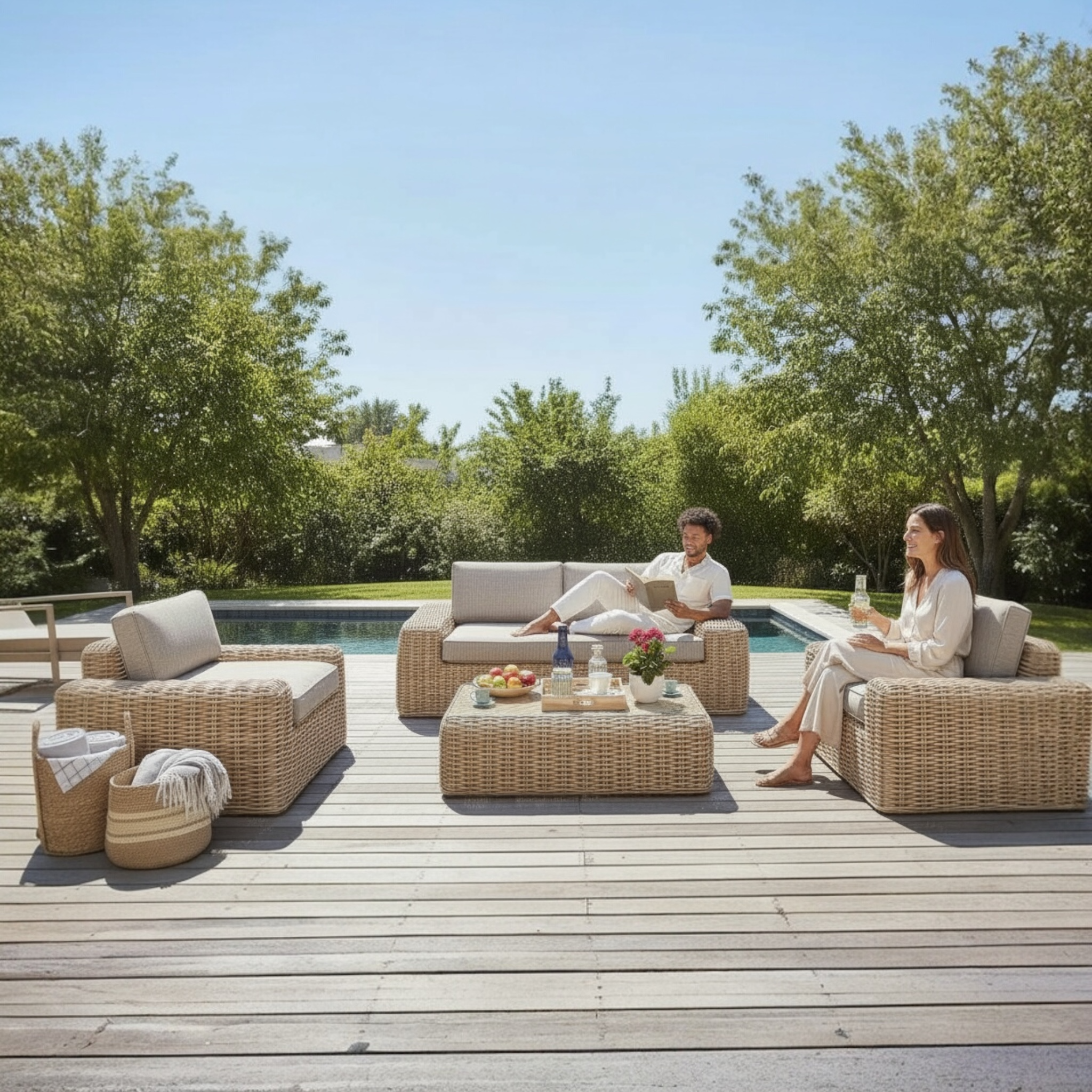 Salon de jardin résine tressée haut de gamme - BALI OSIER