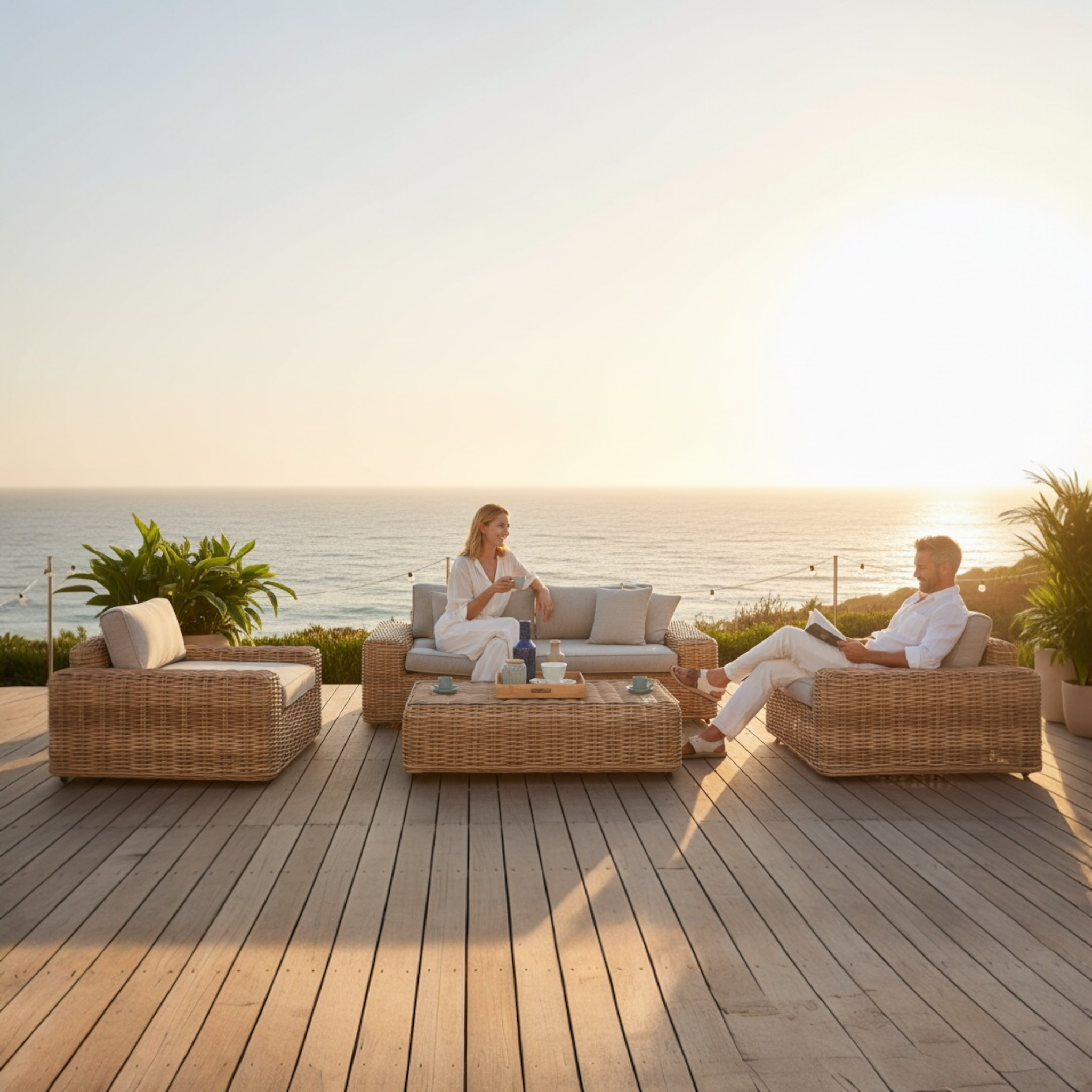 Salon de jardin résine tressée haut de gamme - BALI OSIER