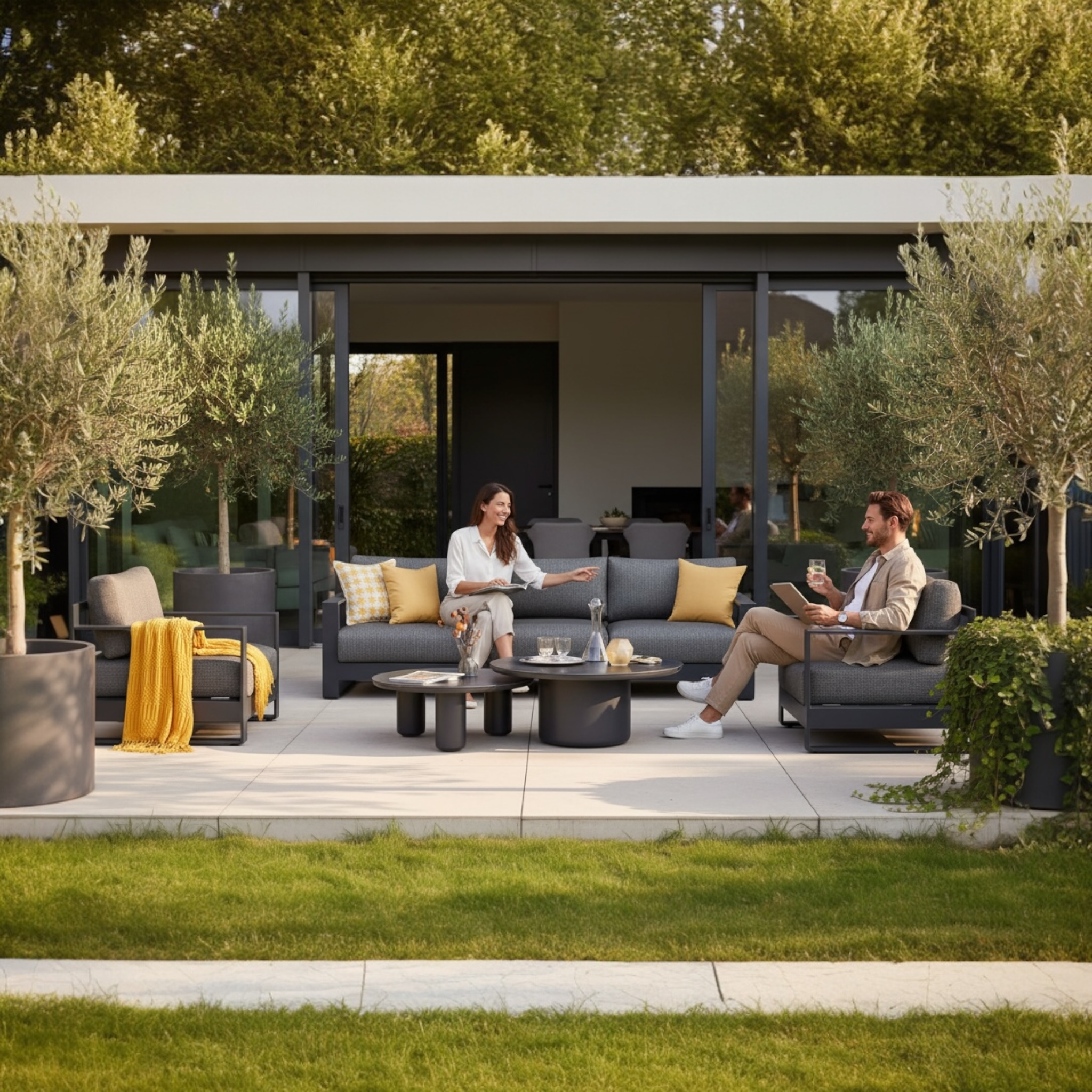 Salon  canapé de jardin design aluminium haut de gamme - IRIS BIS NOIR
