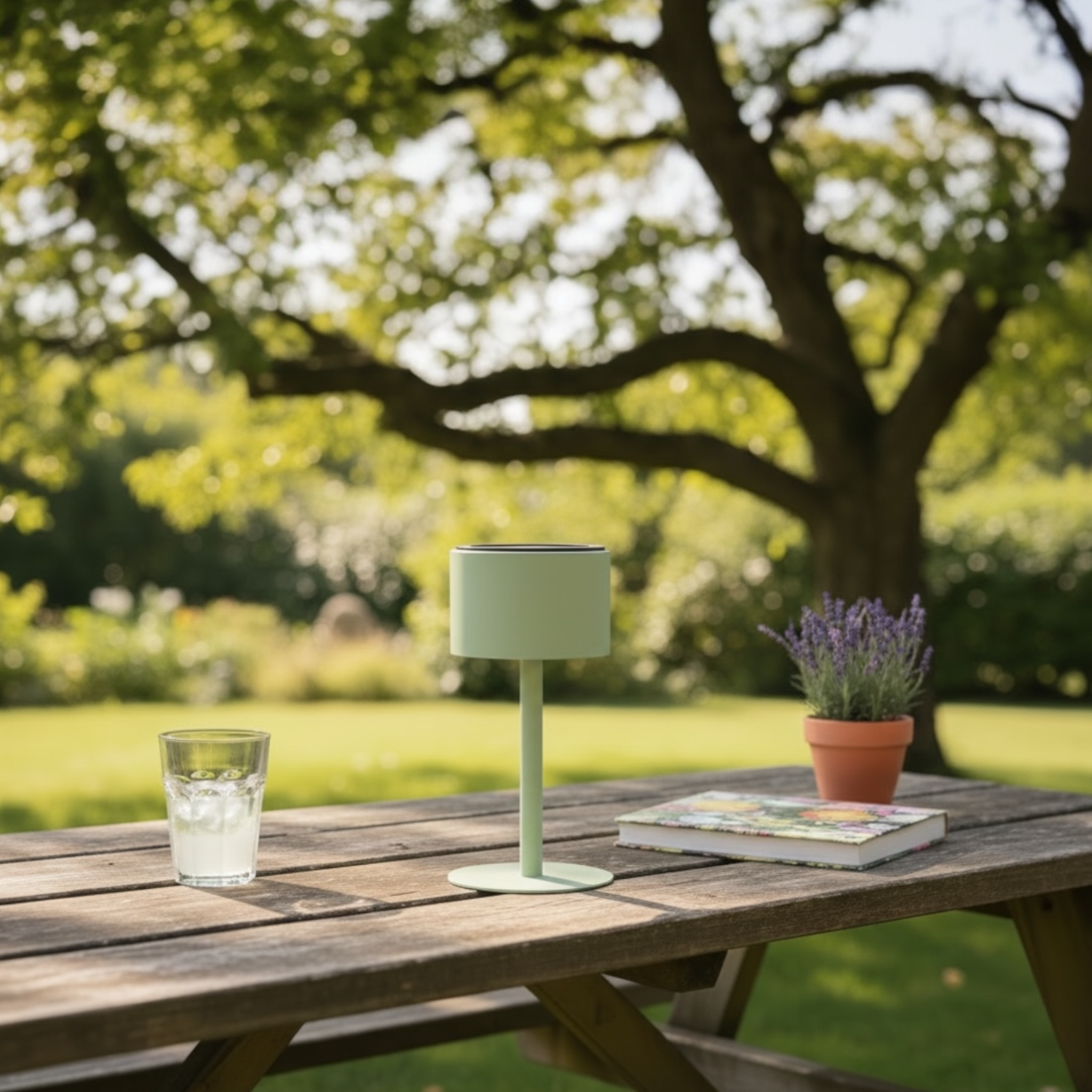 Lampe solaire d'extérieur aluminium vert - ARLO ROUND VERT