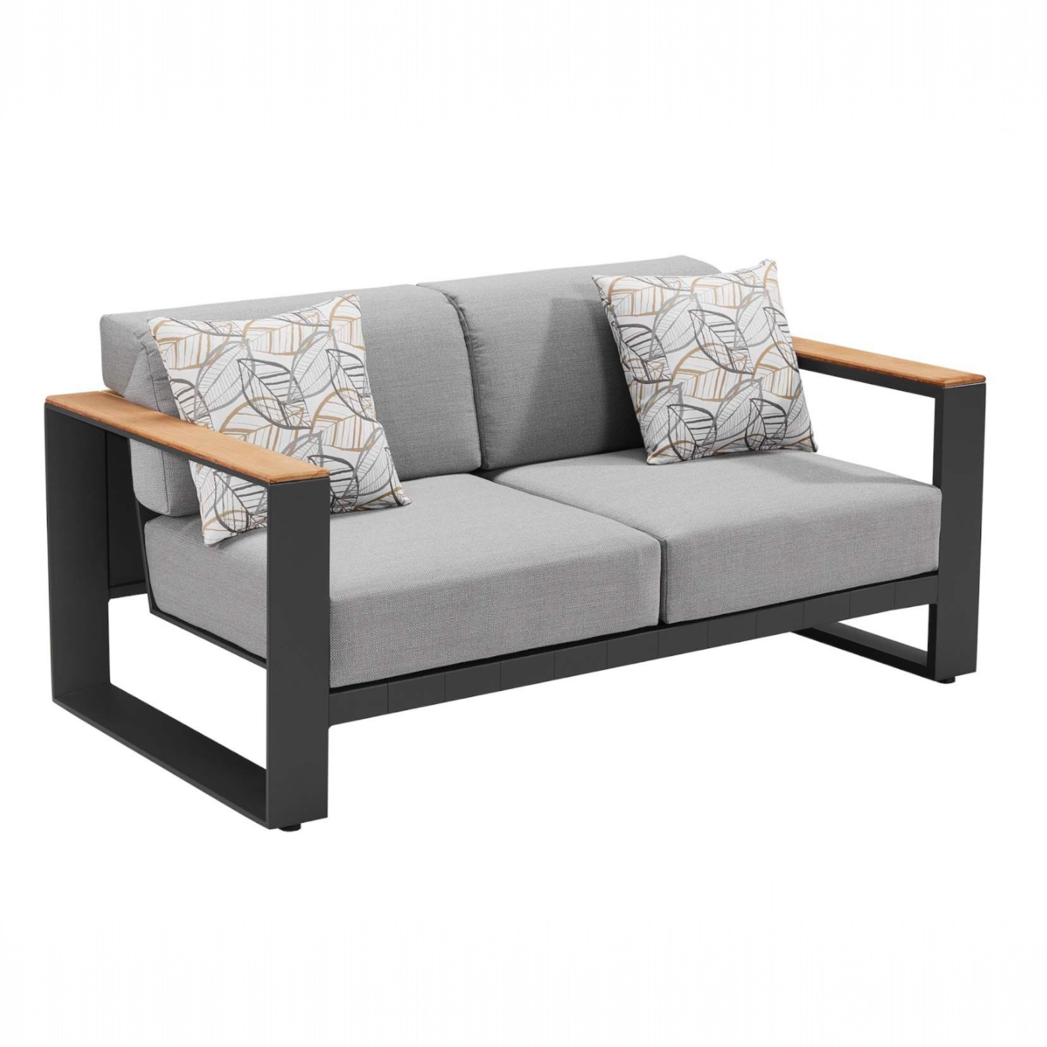 Meuble Canapé 2 places de jardin design en aluminium et en teck  - SOFY