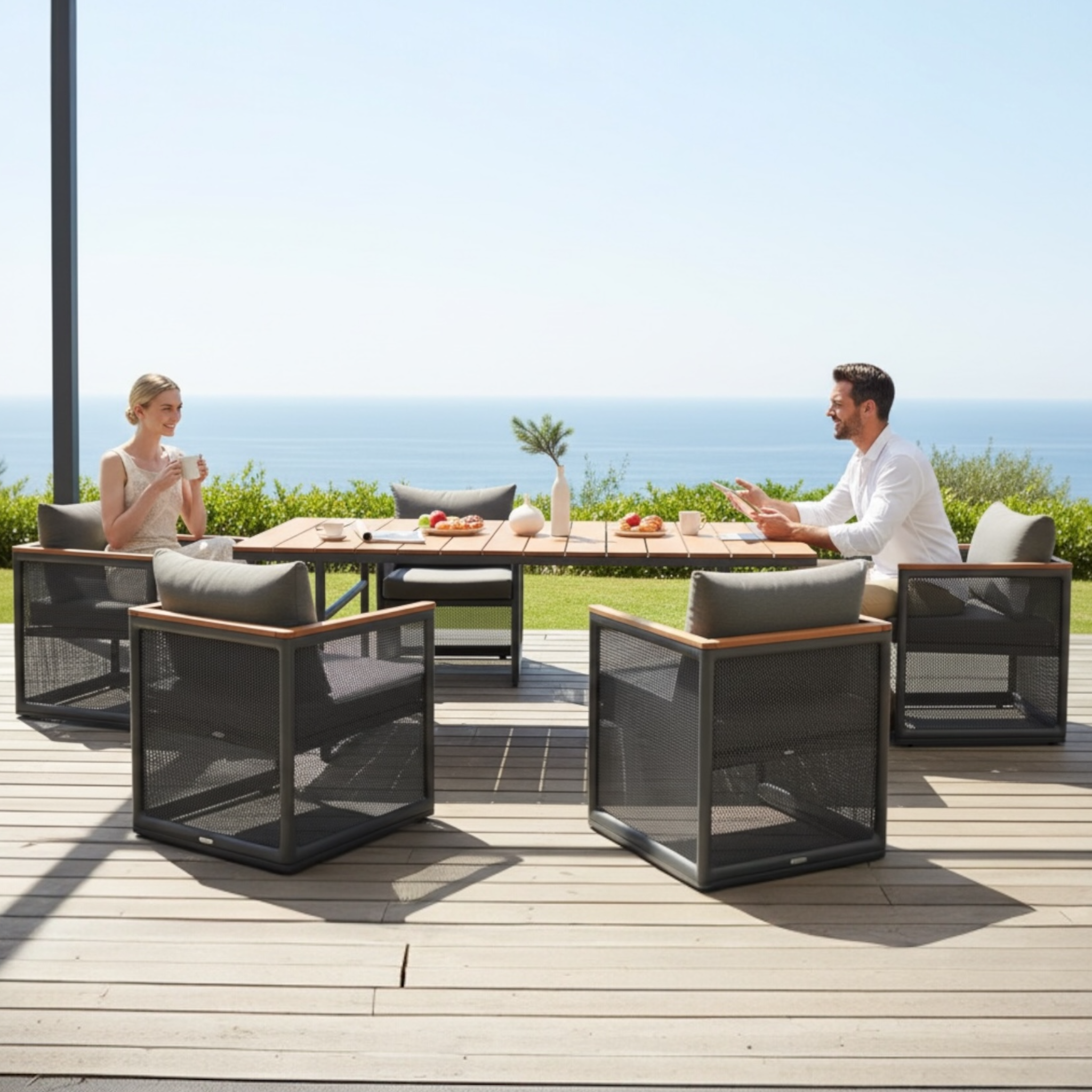 Ensemble repas extérieur en aluminium 6 places - RIO