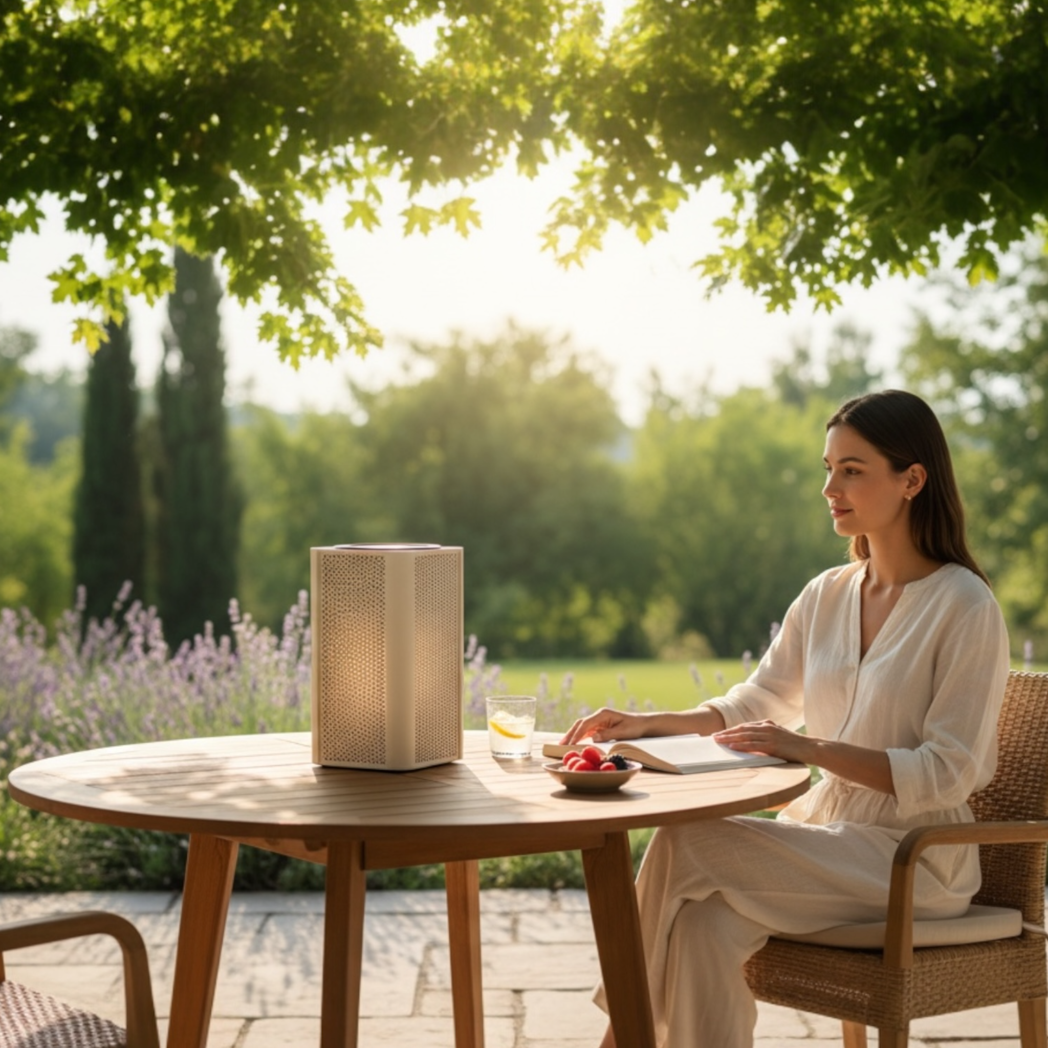 Lampe solaire d'extérieur aluminium beige - ARLO CUBE