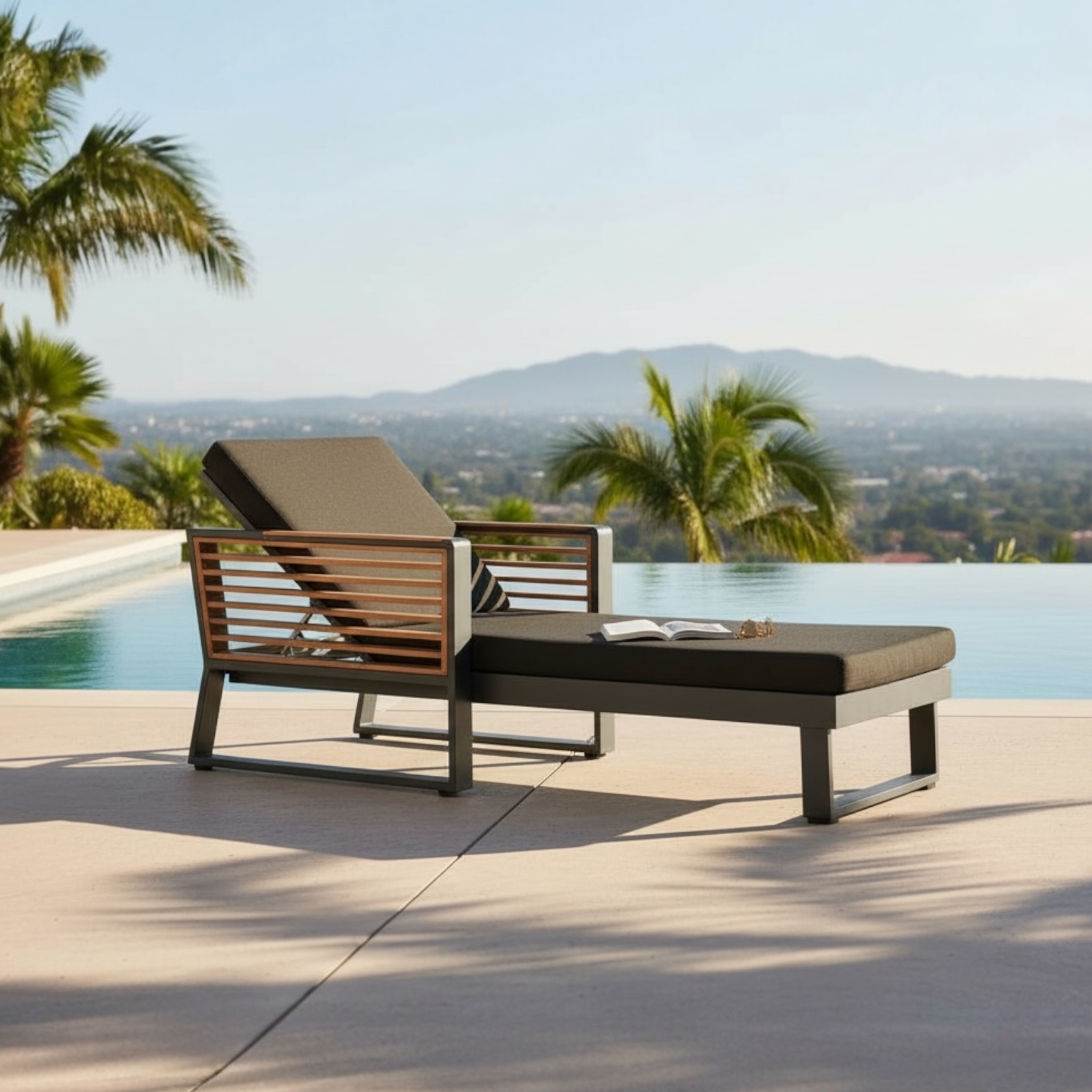 Bain de soleil en aluminium et en teck haut de gamme - COFY