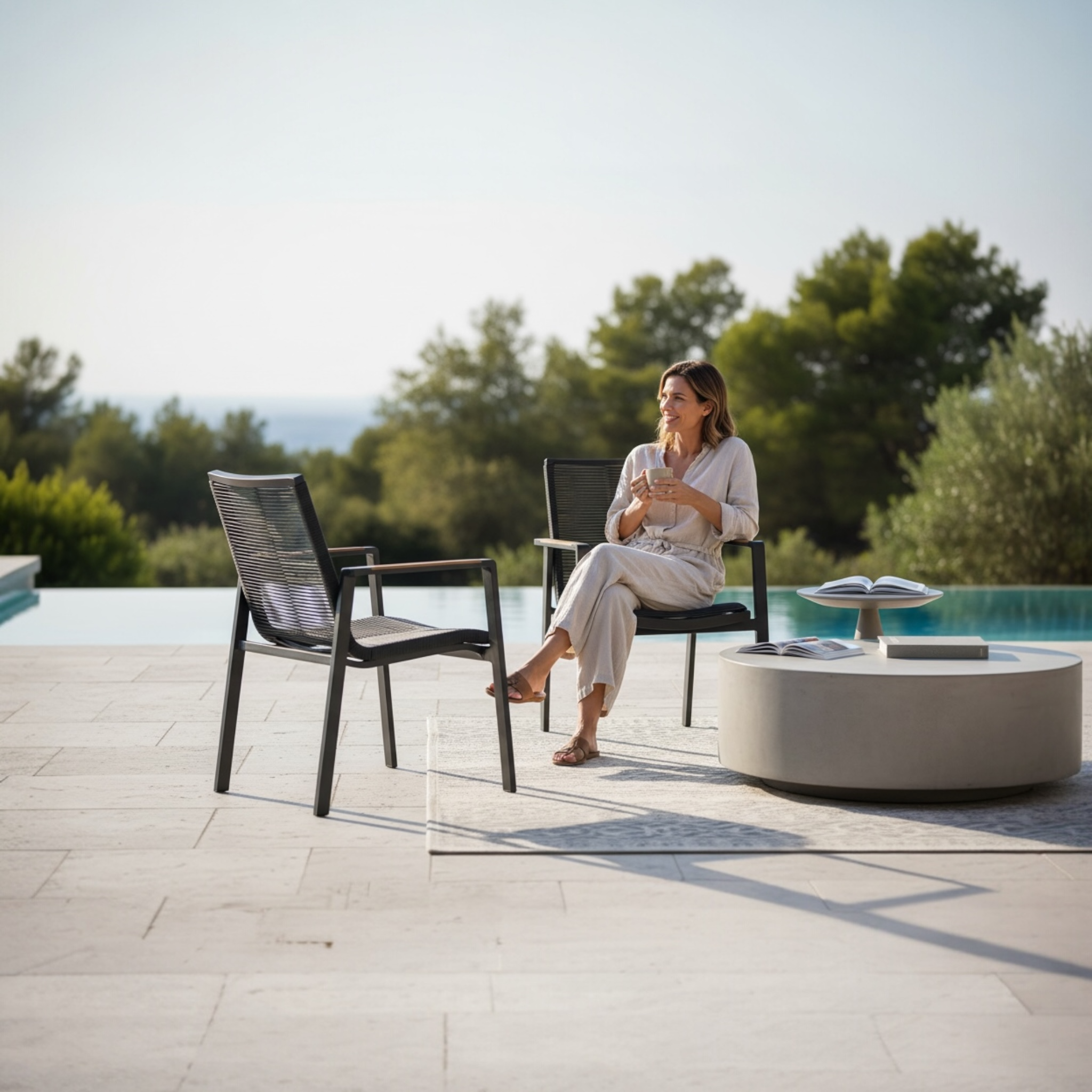 Fauteuil de terrasse pour repas noffy noir