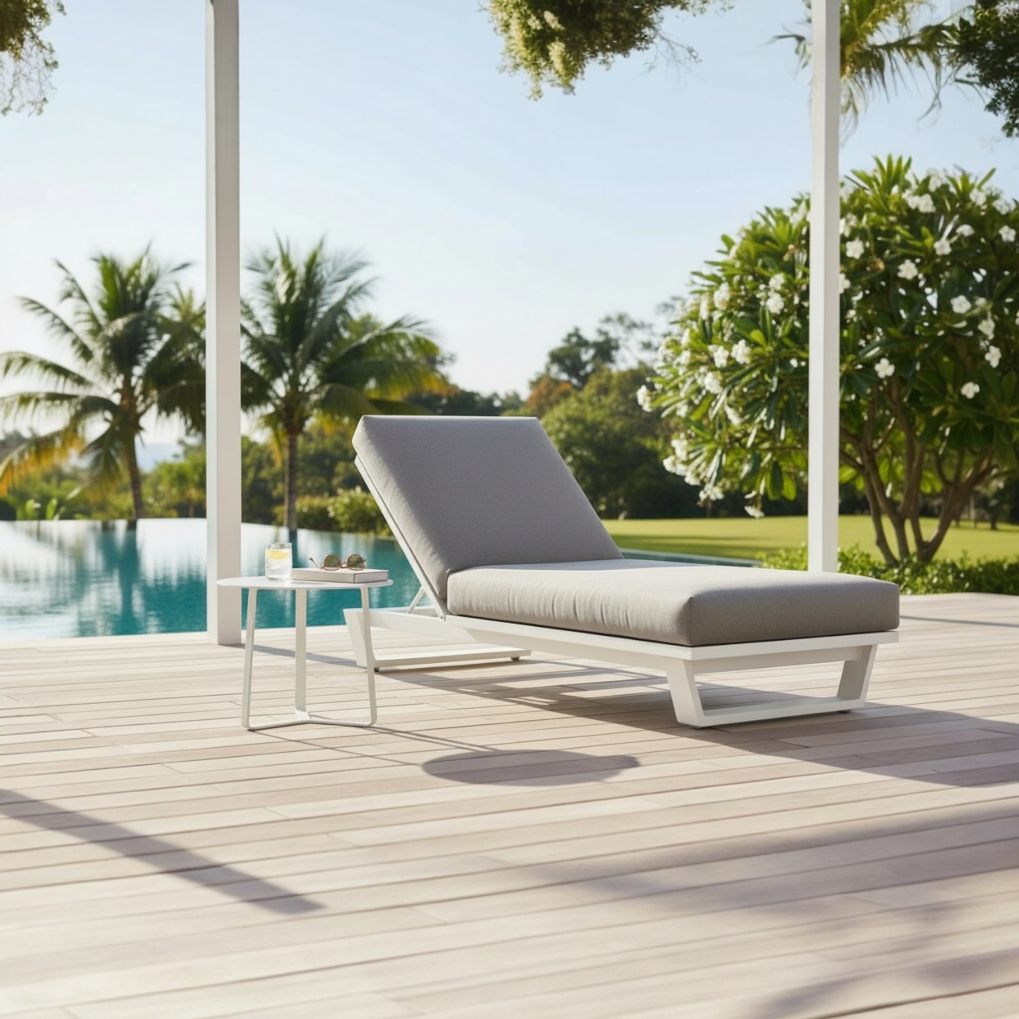 Bain de soleil en Aluminium design haut de gamme Pagino blanc