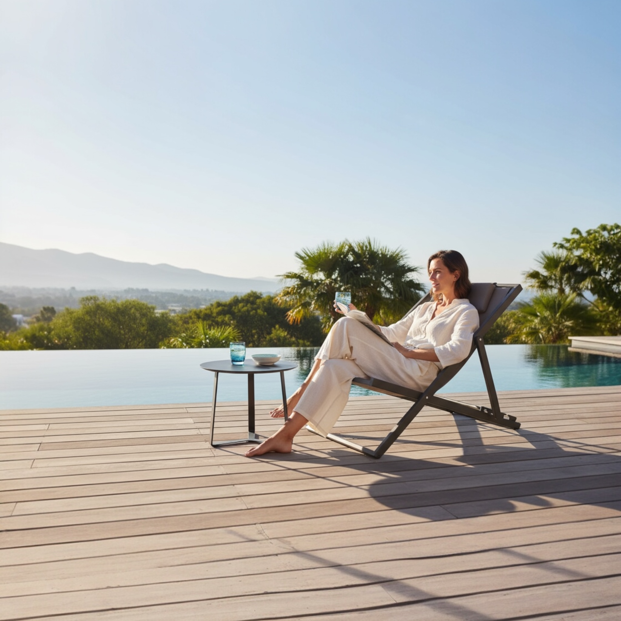 Chilienne, Chaise longue de jardin en aluminium - KASSY NOIR